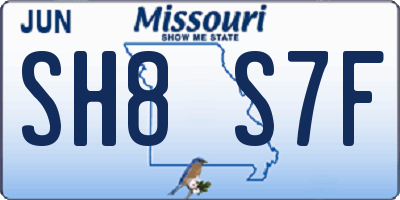 MO license plate SH8S7F