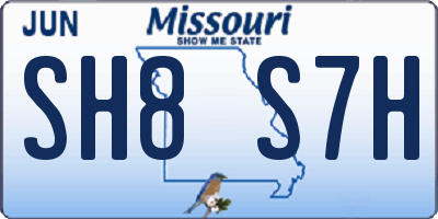 MO license plate SH8S7H