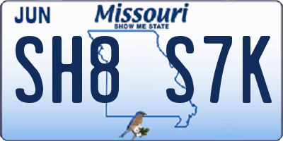 MO license plate SH8S7K