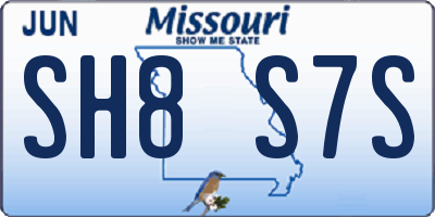 MO license plate SH8S7S
