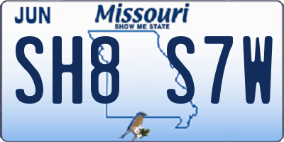 MO license plate SH8S7W