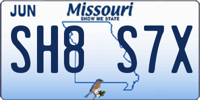 MO license plate SH8S7X