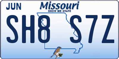 MO license plate SH8S7Z