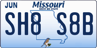 MO license plate SH8S8B