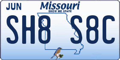 MO license plate SH8S8C