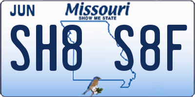 MO license plate SH8S8F
