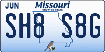MO license plate SH8S8G