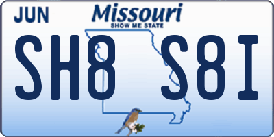 MO license plate SH8S8I