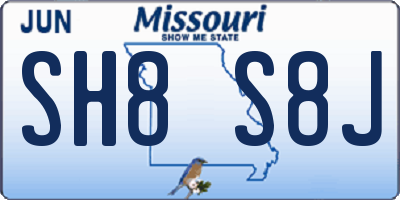 MO license plate SH8S8J