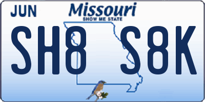 MO license plate SH8S8K