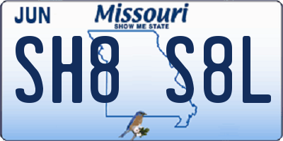 MO license plate SH8S8L