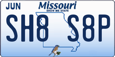 MO license plate SH8S8P