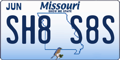 MO license plate SH8S8S