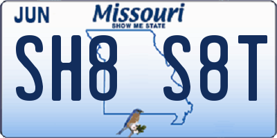 MO license plate SH8S8T