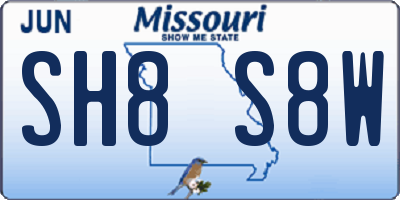 MO license plate SH8S8W