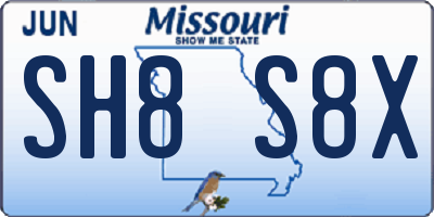 MO license plate SH8S8X