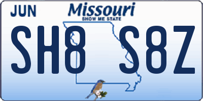 MO license plate SH8S8Z