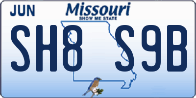 MO license plate SH8S9B