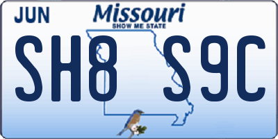 MO license plate SH8S9C