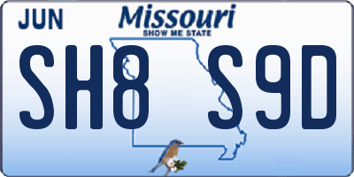 MO license plate SH8S9D