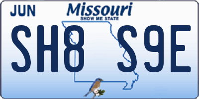 MO license plate SH8S9E