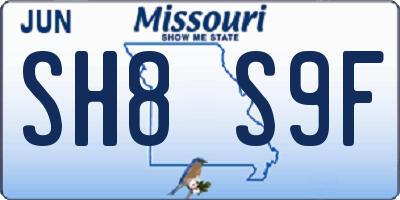 MO license plate SH8S9F