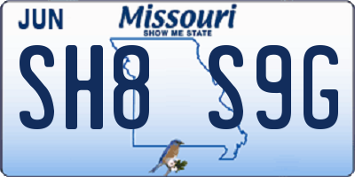 MO license plate SH8S9G