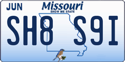 MO license plate SH8S9I