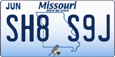 MO license plate SH8S9J