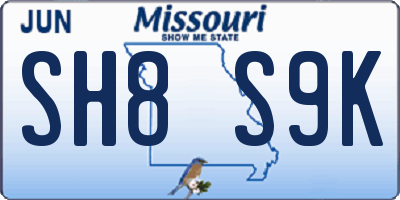MO license plate SH8S9K