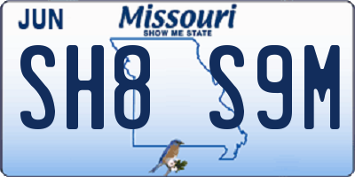 MO license plate SH8S9M