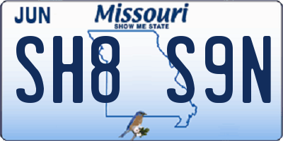 MO license plate SH8S9N