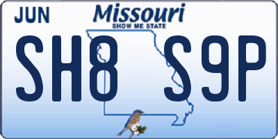 MO license plate SH8S9P
