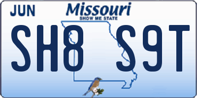 MO license plate SH8S9T