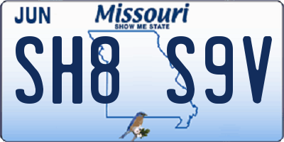 MO license plate SH8S9V