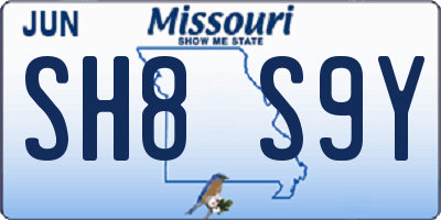 MO license plate SH8S9Y
