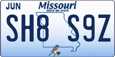 MO license plate SH8S9Z