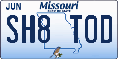 MO license plate SH8T0D