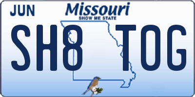 MO license plate SH8T0G