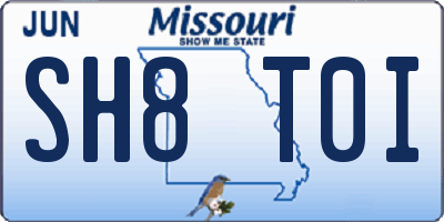 MO license plate SH8T0I