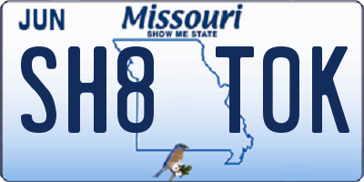 MO license plate SH8T0K
