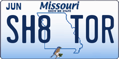 MO license plate SH8T0R