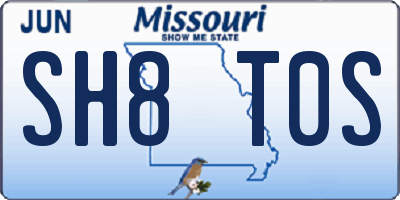 MO license plate SH8T0S