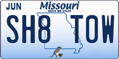 MO license plate SH8T0W