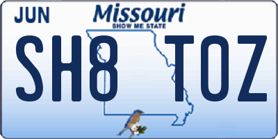 MO license plate SH8T0Z