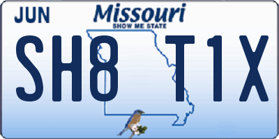 MO license plate SH8T1X