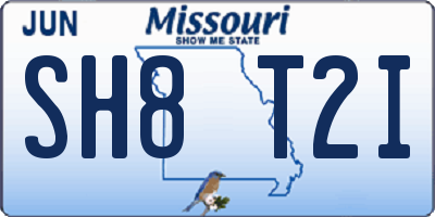 MO license plate SH8T2I