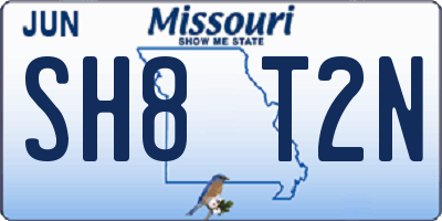 MO license plate SH8T2N