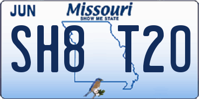MO license plate SH8T2O