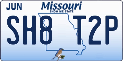 MO license plate SH8T2P